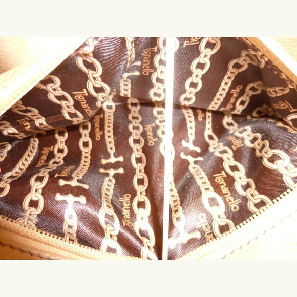 TIGNANELLO TAN LEATHER SHOULDER/SATCHEL HANDBAG, SILVER TONE HARDWARE - Picture 4 of 7